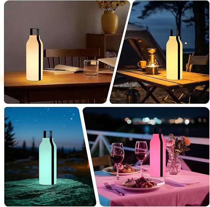 Outdoor Lanterns, GGII Rechargeable Camping Lantern with IP44 Waterproof, Battery Operated Outdoor Portable Cordless Table Lamp with RGB Lights for Patio Balcony Garden