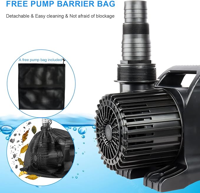 OYO WATER Outdoor Extra Large 13800gph-1100W 32.8FT Pond Water-fall & Kio Fish Fountain-s& Garden Pump Submersible IPX8:Long 32.8FT Cord Smart-er&Quieter Duck&Yard&Patio Ponds Pumps,1 Barrier Pump Bag