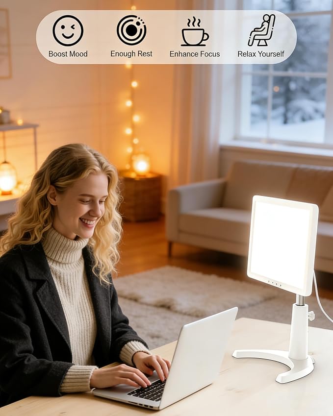 MirthSip 10000 Full Spectrum, UV-Free Light LED Sunlight Lamp with 3 in 1 Mount, Timer & Adjustable Brightness, Portable, Daylight for Office Reading Morning Routine