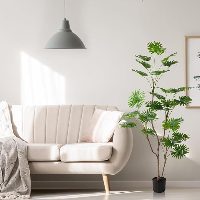 Metach transforms Your Space with Our Large Fake Palm Trees - Tall and Lush Betel nut Trees Both Indoors and Outdoors! Light Colored Artificial Palm Tree, Creating a Tropical Atmosphere 2-Piece Set