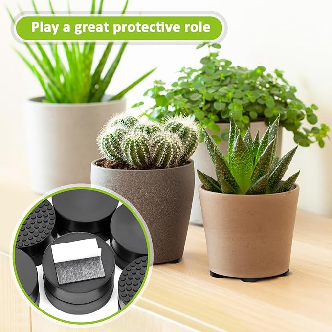 12 Pack Invisible Pot Feet with Enhanced Non-Slip Surface Grip Plant Pots and Flowers, Solid Rubber Pots Risers, Pot Lifters for Indoor or Outdoor Planters