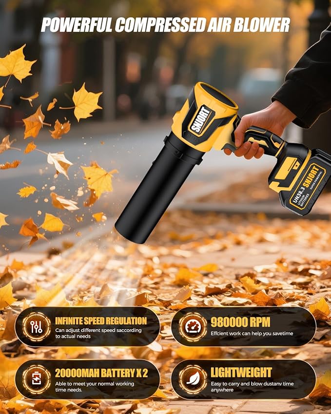 Leaf Blower Cordless with Battery and Charger，980,000 RPM Brushless Motor with Handheld Design，Lightweight for Patio, Lawn, Yard, Deck Cleaning，Birthday Gifts for Men Dad Husband