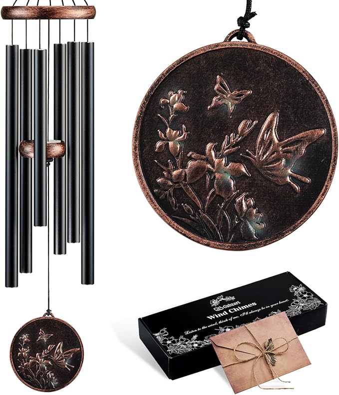 Gabzart Wind Chimes for Outside, Vintage Butterfly Deep Tone Wind Chime Outdoor Clearance, Patio Porch Balcony Decoration, Garden Decor Birthday Gifts for Women Mom Grandma (34" Butterfly)