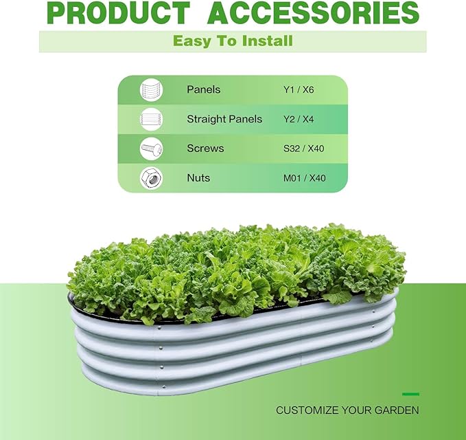 GrowHaus 4x2x1FT Galvanized Raised Garden Bed, Planter Boxes Outdoor Metal Garden Beds for Planting Vegetables Flowers Herbs Silver