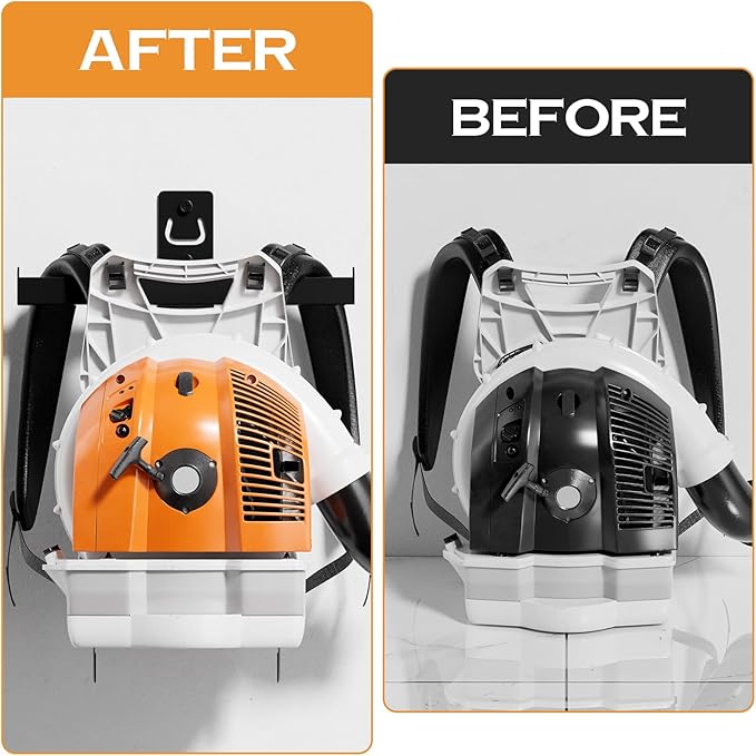 Backpack Leaf Blower Hanger, Backpack Sprayer Wall Mount,Heary Duty Chainsaw Blower Storage Organizer Holder for Garage Storage, Weed Eater Hanger, Lawn Care Accessories, 2 Packs