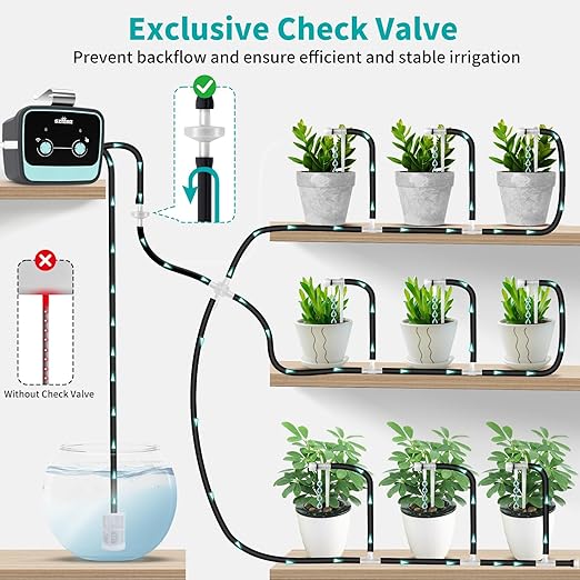 Drip Irrigation Kit System for Garden, WiFi & App Control Self Plant Watering Devices for Indoor Outdoor, Automatic Watering System with 3 Watering Modes/Water Shortage Alert/Weather Forecasting