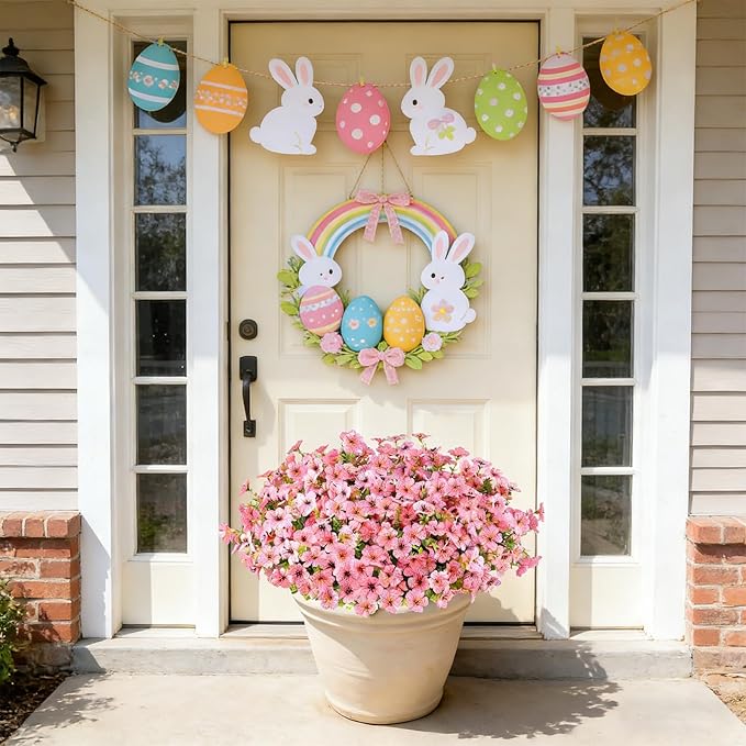 16PCS Fake Flowers for Outdoors, Realistic Fake Artificial Flowers for Outside, No Fade Faux Eucalyptus Plants for Outdoor Planter, Window Box, Hanging Basket - Porch Patio Garden Decor