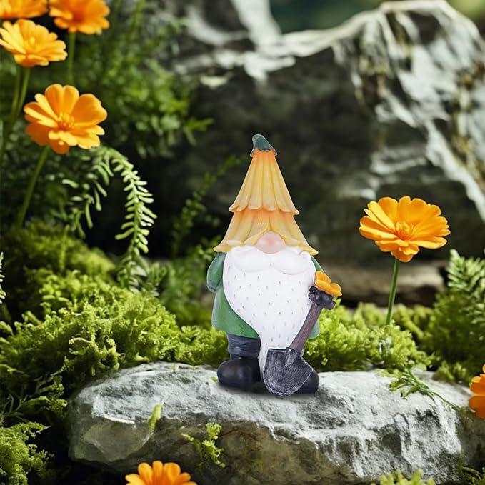 TZSSP Garden Statue Outdoor Gnome Hand-painted Statuary Farming Statue for Patio & Garden, Unique Lawn Ornament, Housewarming Gift Idea