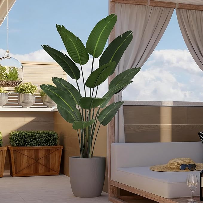 6FT Bird of Paradise Artificial Plant, 72" Tall Artificial Plants Indoor with 13 Realistic Leaves, Fake Floor Plant Faux Tropical Trees with Pot for Home Living Room Office Mall Indoor Decor
