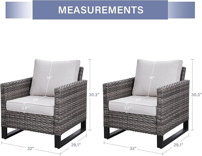 Rilyson Wicker Outdoor Patio Chairs Set of 2-2 Piece Rattan Chairs with Waterproof Wicker,Comfortable Cushions and Sturdy Metal Frame for Outside Porch Deck Backyard(Mixed Grey/Beige)