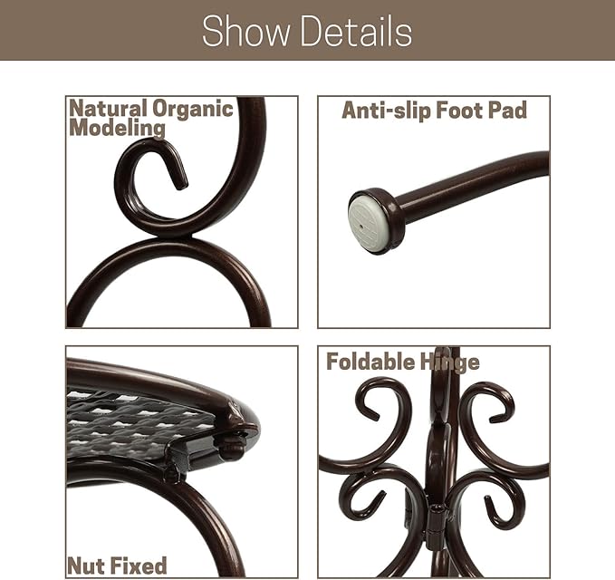 NAKUPE Metal Plant Stand Indoor Outdoor, Heavy Duty Flower Pot Stands 22.5 Inch Tall, Single Plants Pedestal Table for Planter Patio Farmhouse Garden Porch, Brown(1 Pack)