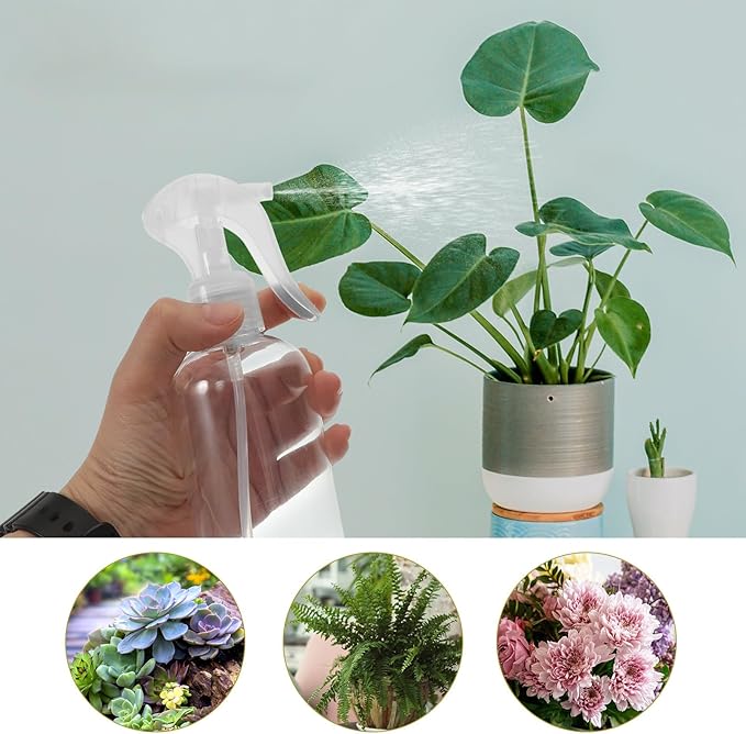 4pcs 300Ml Refillable Spray Bottles Fine Mist Watering Spray Bottle Dispensers for Gardening Travel Makeup Perfume Storage Plastic