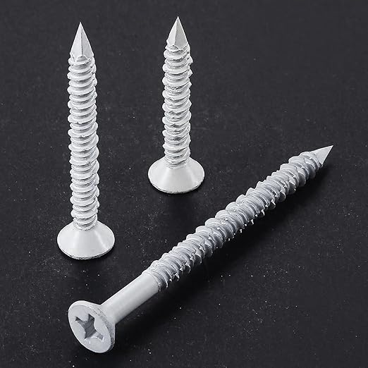 WenSilon(30 PCS) 1/4" x1-3/4 White Concrete Screw Anchor White Flat Head for Anchoring to Masonry, Block or Brick Stucco