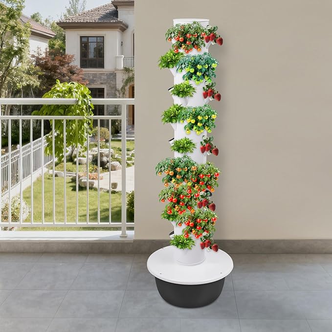Hydroponics Growing System, 36 Pods Large Vertical Hydroponic Growing Tower with Water Pump & Loop Timer, 9-Tier Indoor Gardening System for Herb Vegetable Fruit (Black)