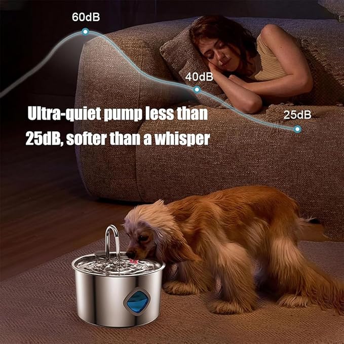 2026 New Dog Bowl, Dog Water Fountain, 3.2l Filtered Water Bowl, Stainless Steel Easy to Clean, Super Quiet Smart Watering Systems Quadruple Purification, Suitable for Dogs/Cats (1PC+2Filters)