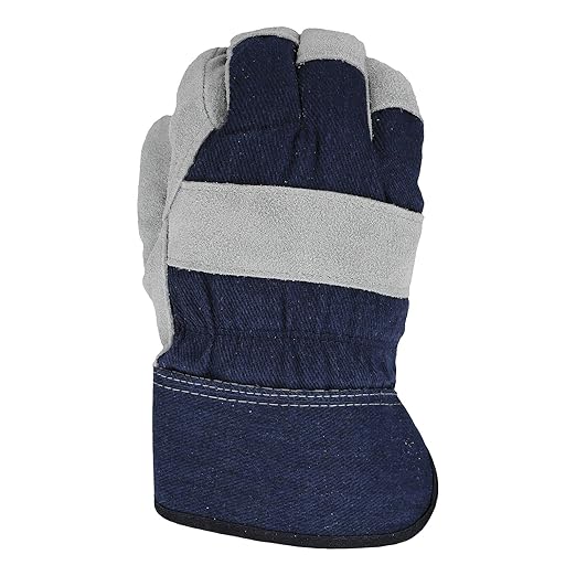 West Chester Men's Split Cowhide Leather Palm Gloves with Posi-Therm lining, Safety Gloves, Cold Weather Gloves, X-Large, (91205/XL), Blue and White