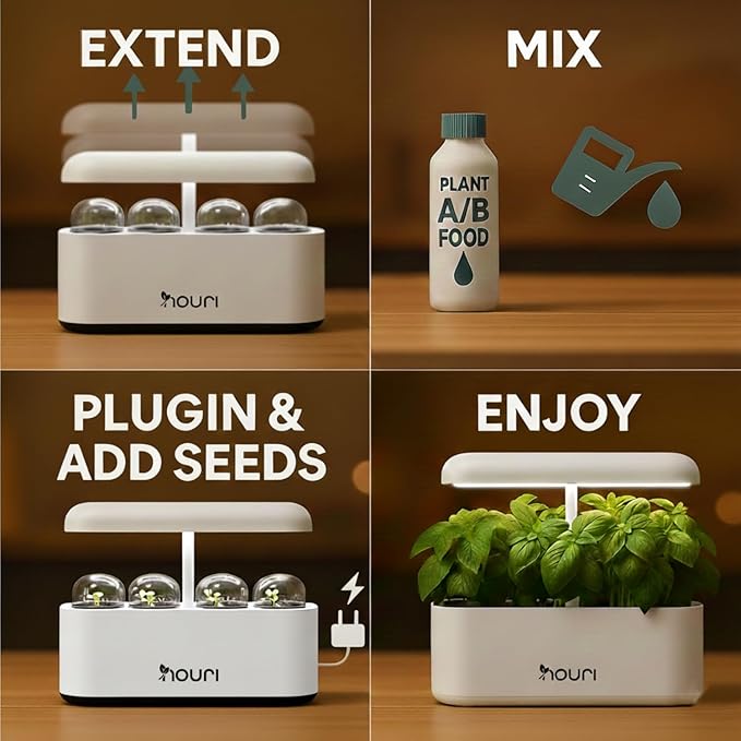 Nouri 12 pod Smart Garden for Home Cooks | w/Heirloom Tomato | Hydroponics Growing System | LED Grow Lights | Indoor Herb Garden Kit | Herb Growing Kit Indoors for Plant Lovers, Gardeners, Kitchen