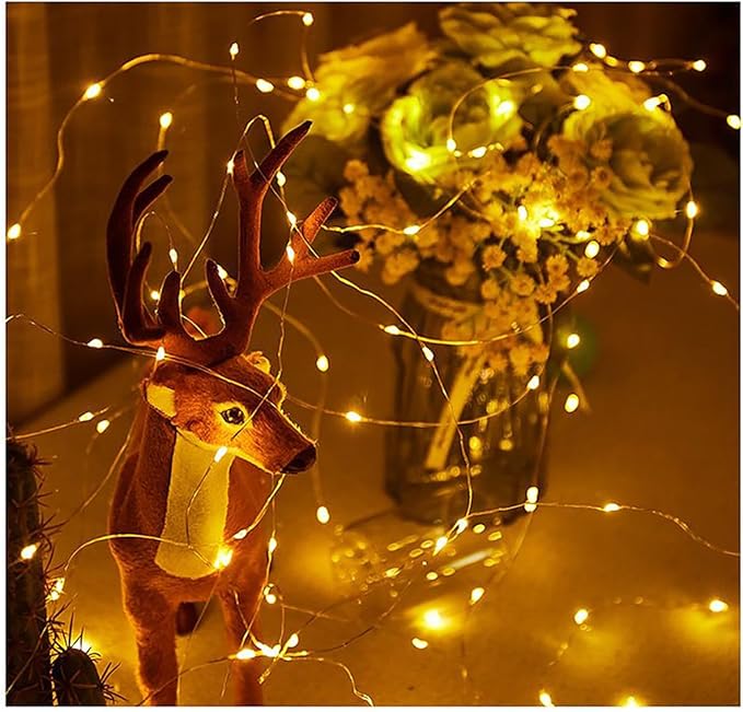 Sokelinn-six 2m 20 LEDs Fairy String Lights, USB Powered String Light for Desk Office Christmas Tree Party Decoration (Warm, 2)