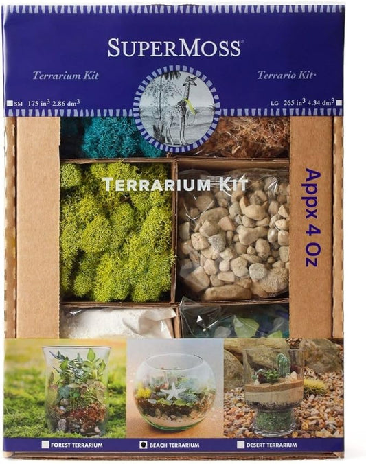 SuperMoss (90422) Beach Terrarium DIY Kit – Create Stunning Nature-Inspired Mini Gardens – Perfect for Home Decor, Office Gifts, and Plant Lovers, Appx 4 Oz