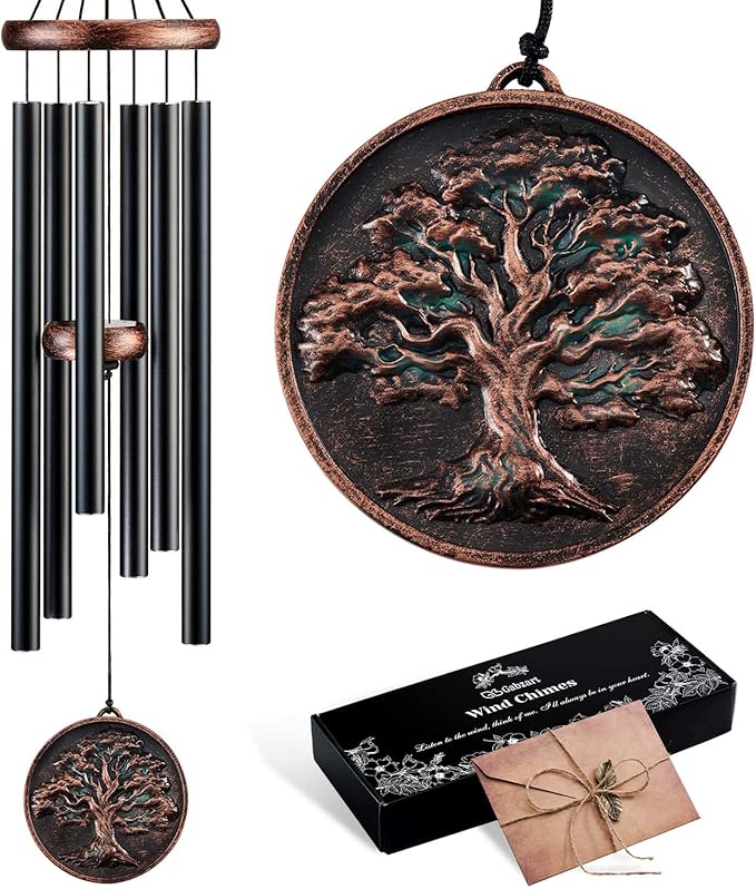 Gabzart Wind Chimes for Outside, Vintage Tree of Life Deep Tone Wind Chime Outdoor Clearance, Memorial/Festivals/Birthday Gift for Mom Dad Women Grandma, Garden Porch Patio Decor (34" Tree of Life)