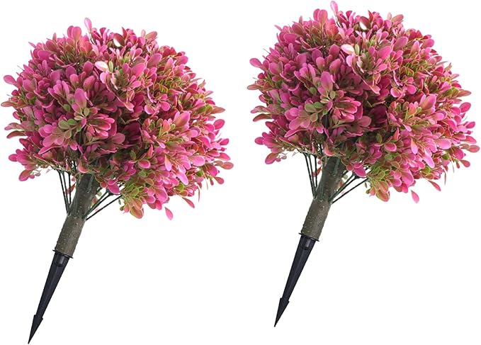 NOENNULL Artificial Topiary Ball Trees with Ground Spike Set of 2 17.8" Outdoor Faux Plants Realistic Fake Bushes Lifelike Shrubs Decorations for Outdoor Indoor Front Porch Garden