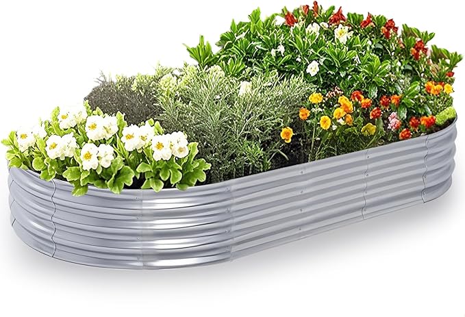 Galvanized Raised Garden Bed, 8x4x1 FT Thickening Planter Boxes Outdoor, Raised Beds for Gardening, Easy Assembly Large Garden Bed for Vegetables, Fruits, Flowers