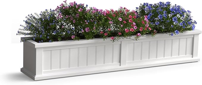 Mayne Cape Cod 5-Foot Window Box – Self-Watering, Weather-Resistant Planter for Flowers – Durable Design for Outdoor Use, Perfect for Windows