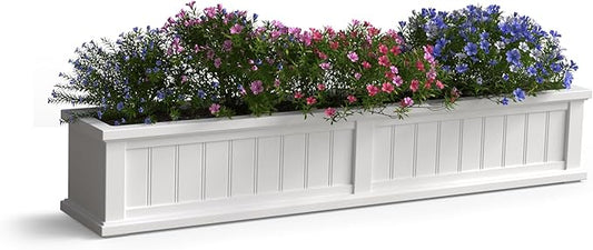 Mayne Cape Cod 5-Foot Window Box – Self-Watering, Weather-Resistant Planter for Flowers – Durable Design for Outdoor Use, Perfect for Windows