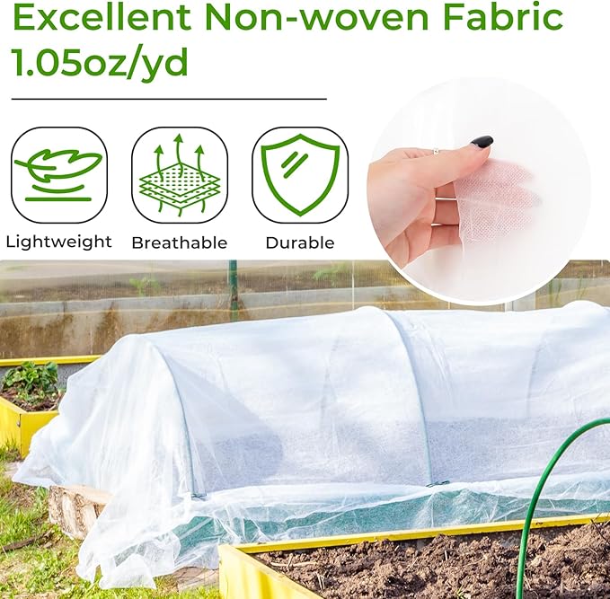 Plant Covers Freeze Protection, Cookmaster 10x33FT Frost Cloth Plant Freeze Protection, Garden Floating Row Covers for Raised Beds/Vegetables Insect/Winter Frost (White)
