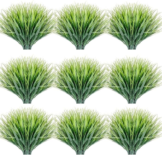 JEMONG 30 Bundles Artificial Grasses Outdoor UV Resistant Fake Grasses No Fade Faux Plastic Plants Garden Porch Window Box Decorating…