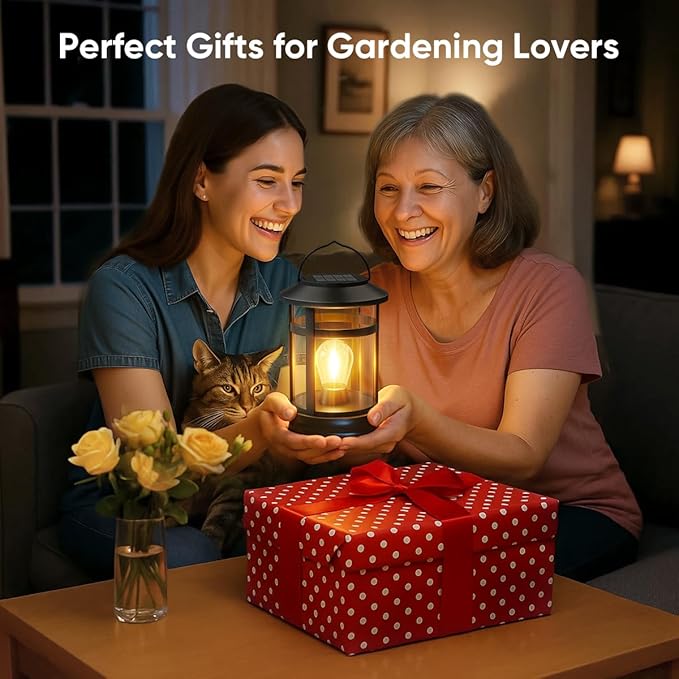 Solar Lanterns Outdoor Waterproof: 6 Pack Hanging Solar Lights for Outside Patio Porch Garden Tabletop Decor - Bright LED Warm White Solar Powered Lighting - Unique Gardening Gifts for Mom