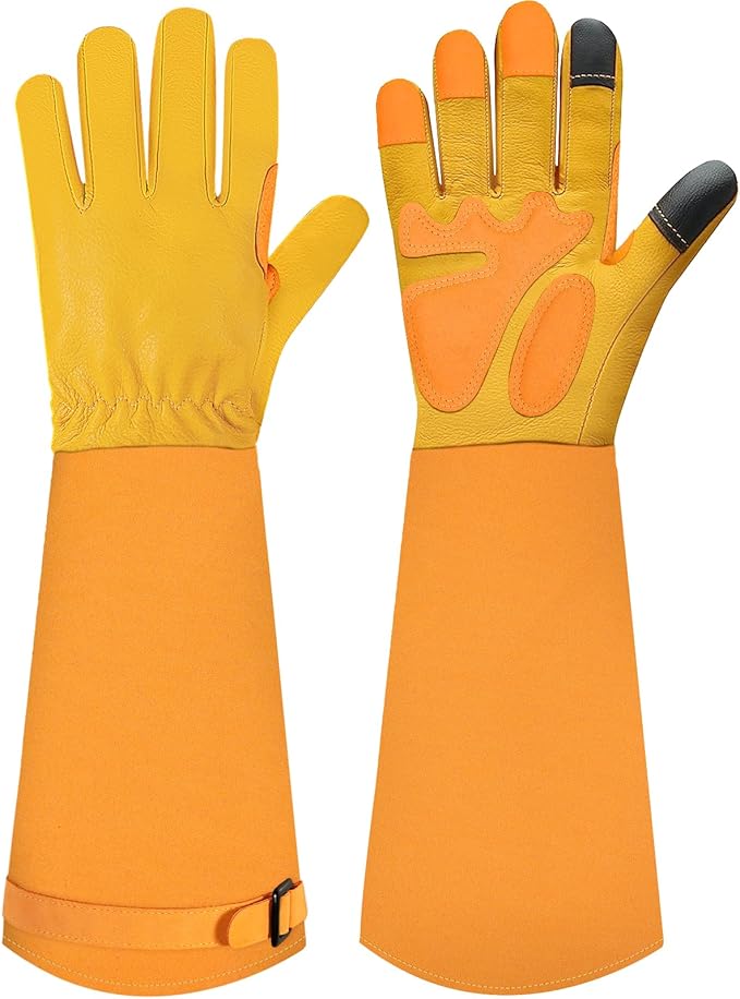 SLARMOR Long-Gardening-Gloves for Women/Men - Thorn Proof Rose Pruning Gloves Heavy Duty Gauntlet, Best Garden Gifts for Gardener-S