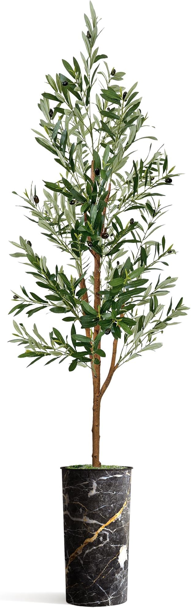 Artificial Tree in Granite Effect Planter, Fake Olive Tree for Indoor and Outdoor Home Decoration - 68" Overall Tall (Plant Pot Plus Tree)