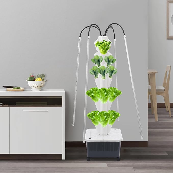 Hydroponics Growing System Kit,40 Pods Vertical Indoor Garden with LED Grow Light, Indoor Herb Garden with Wheels, Plant Germination Kit for Vegetable Fruit (8 Layer 40 pods)