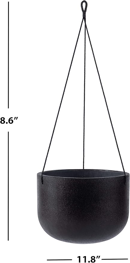 Safavieh Outdoor Collection Rancer Hanging Black Concrete Planter (Fully Assembled)