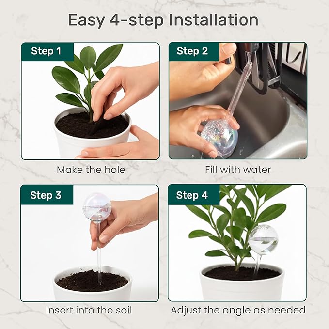 Little Green Leaf LGL Plant Watering Globes - Automatic Self Watering Globes. Decorative Self Watering Planter Inserts. Self Watering Spikes to Support Plant Health. 6 Pack x 350ml