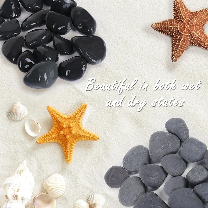 Ausluru 11LB Stone Pebbles River Rocks, 100% Natural Hand-Picked Premium Decorative Pebbles, Ideal for Garden Landscaping, Home Decor, Aquariums, Painting, Crafting and Gifts, Onyx Black