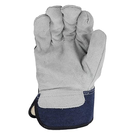West Chester Men's Split Cowhide Leather Palm Gloves with Posi-Therm lining, Safety Gloves, Cold Weather Gloves, X-Large, (91205/XL), Blue and White