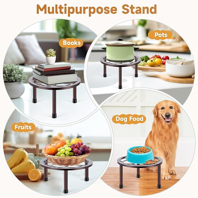 Amaoot 5 Pack Metal Plant Stand, Anti-Rust Iron Plant Stands for Indoor and Outdoor, Heavy Duty Flower Pot Stands for Multiple Plant, Black Potted Plant Holder for Garden Home (5 Pack Brown)