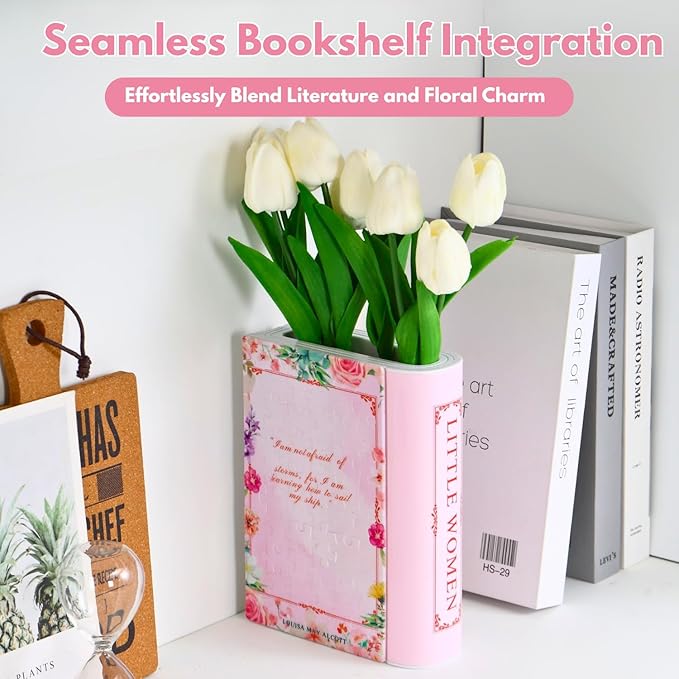 MYLARREN 3D Puzzle Vase for Adults Kids, 120 Pcs Puzzle Book Vase for Flowers, Arts and Crafts for Kids 4-6, Adults, Girls, Cute Unique Vases for Book Shelf Decor, Books Lover Gifts(Little Women)