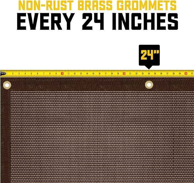 Core Tarps 60% Brown Shade Cloth with Grommets - 20 X 40 FT Heavy Duty Mesh Tarp - Sun Shade Cloth for Garden Vegetables Plants Greenhouse Outdoors Backyard Fences Dump Trucks Patio Mesh Shade Tarp