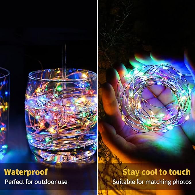 Brightown 12 Pack Multi-Color Fairy Lights Battery Operated - 7ft 20 LED Waterproof Micro Firefly Lights for Christmas Decor, DIY Craft, Wedding Table Centerpieces, Flowers