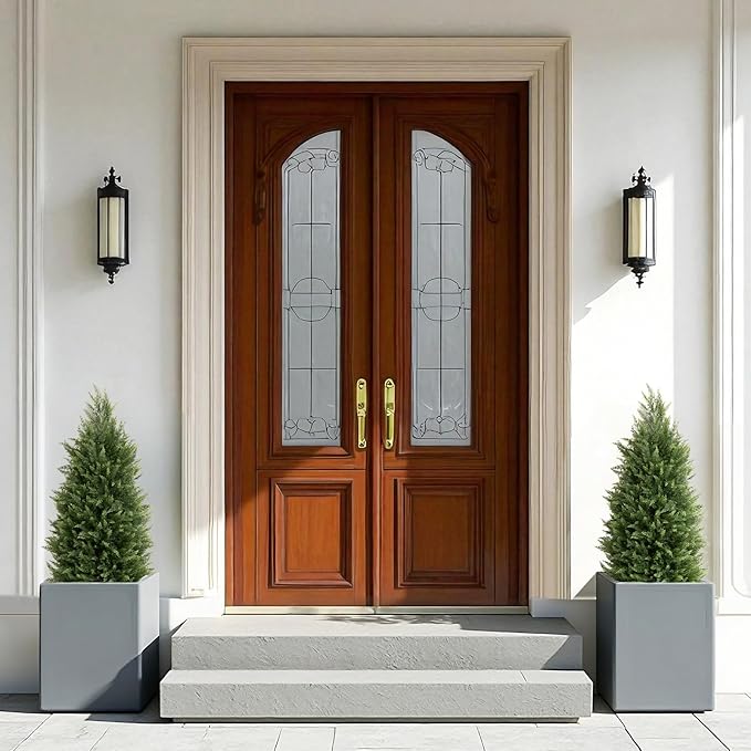 Azoco 3ft Faux Cedar Topiary Trees Artificial Outdoor, Set of 2 – UV Resistant Large Fake Potted Plants for Front Porch Outside Planter Christmas Decor 3 Feet Tall