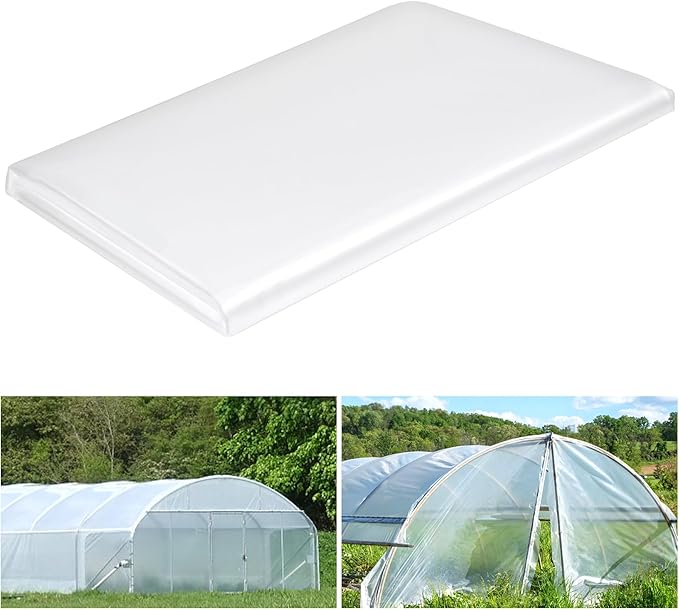 6.5 x 10 FT Clear Greenhouse Plastic Sheeting, 6 Mil Polyethylene Film Heavy Duty, Water Sun Frost Wind Dust Resistant Winter Hoop House Toughness Plastic Cover for Farming, Gardening, Agriculture,DIY