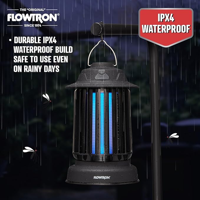 Flowtron Bug Zapper Lantern | 2-in-1 Electric Mosquito Killer & LED Camping Lantern, 2150 Sq Ft Coverage, 2000mAh Rechargeable Battery, Self-Cleaning Bug Zapper for Patio Outdoor & Indoor Use