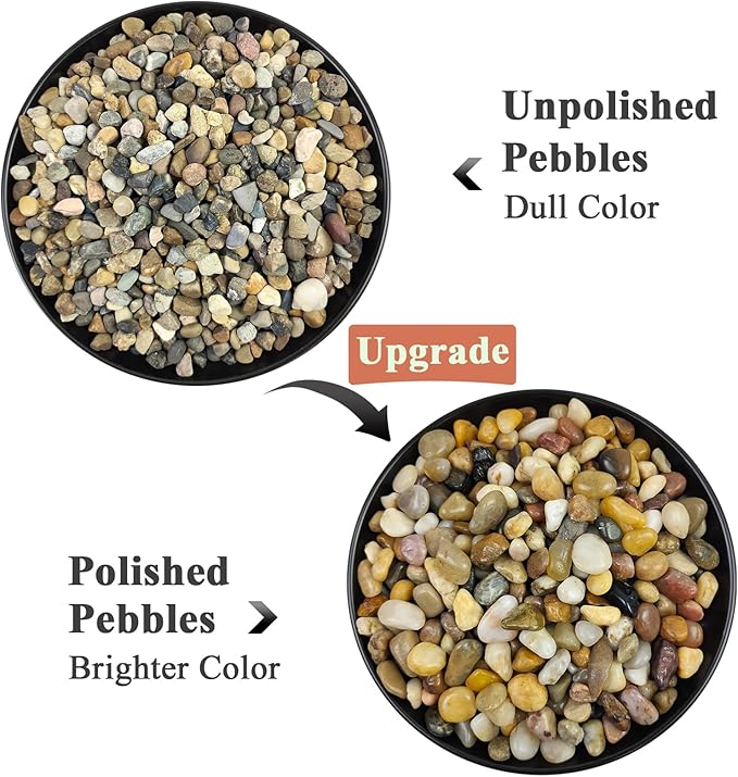 FANTIAN 5 lbs Polished Pebbles, 3/8 Inch Pea Gravel for Plants, Decorative Stones River Rocks for Succulent Soil Cover, Cactus, Aquarium, Vase and Outdoor Garden Landscaping