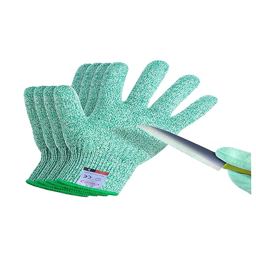 2 Pairs Cut Resistant Gloves for Kids 4-6 Years, Level 5 Protection Cutting Gloves Food Grade for Cooking, Whittling, Wood Carving, Gardening and DIY(Green-XXXS)