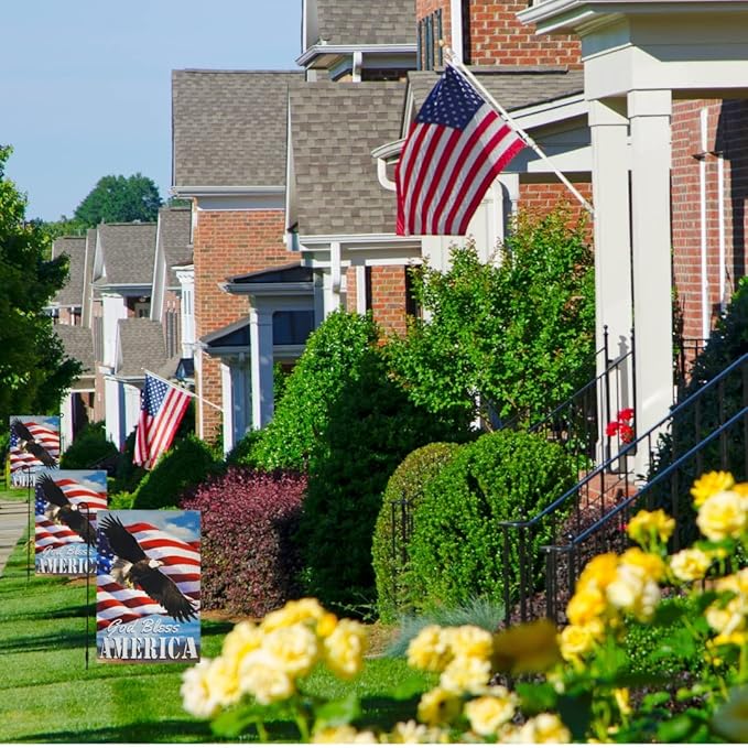 God Bless America 4th of July Patriotic Garden Flag Double Sided Outside American Stars and Stripes, Memorial Day Independence Day Yard Outdoor Decoration 12 x 18 Inch (God Bless AMERICA-01)
