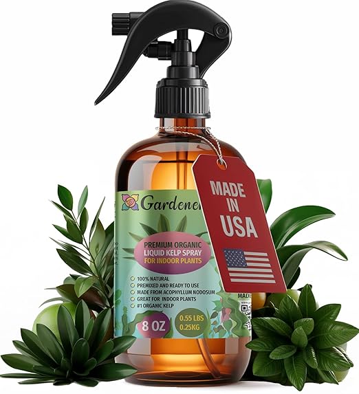 GARDENERA Professional Organic Liquid Kelp Spray for Indoor Plants Plants - 8 oz - Ready-to-Use Fully Organic Seaweed & Kelp Fertilizer Mist
