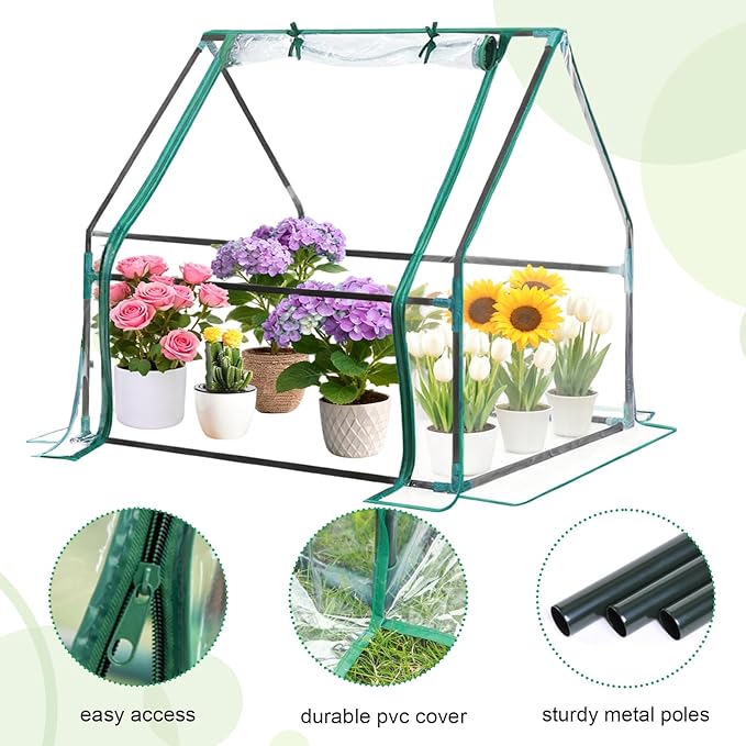 35x35x36 Mini Greenhouse, Portable Green House for Outside, Greenhouses Kit for Outdoor Indoor Thicken PVC Cover (Clear Cover, 2.9x2.9x3 FT)